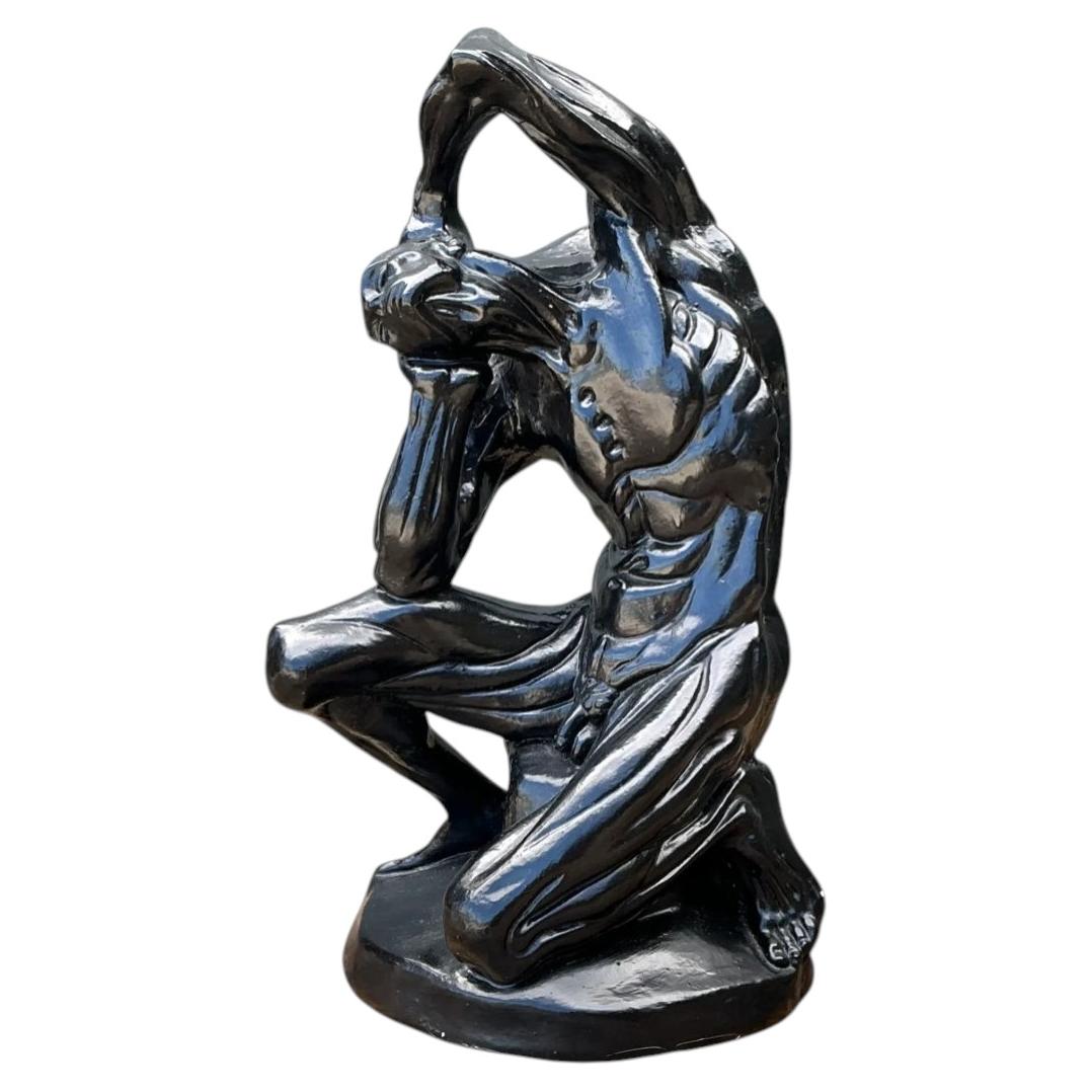 Vintage Plaster Flayed Man Expressionist Sculpture