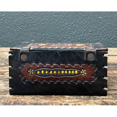 Vintage Handcrafted Leather Trinket Box