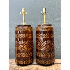 Vintage Geometric Pattern Ceramic Lamps
