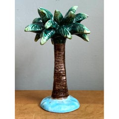 Vintage Ceramic Palm Tree Candlestick