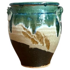 Vintage Drip Glaze Pottery Vase