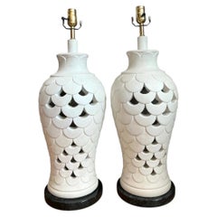 Vintage Scalloped Ceramic Table Lamps