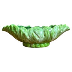 Vintage Green Portuguese Ceramic Decorative Bowl