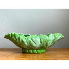 Vintage Green Portuguese Ceramic Decorative Bowl