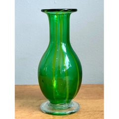 Vintage Italian Striped Green Glass Vase
