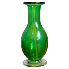 Vintage Italian Striped Green Glass Vase