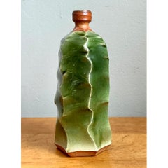 Vintage Green Sculptural Ceramic Vase
