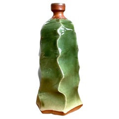 Vintage Green Sculptural Ceramic Vase