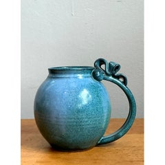 Vintage Blue Speckled Pottery Jug