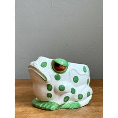 Vintage Green Polka Dot Frog Planter