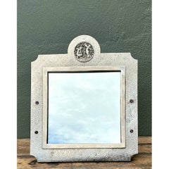 Vintage Silver Decorative Table Mirror with Jeweled Embellishments
