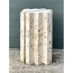 Vintage Coquina Stone Table Pedestal - Set Of 2