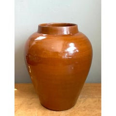 Vintage Moroccan Glazed Ceramic Vase