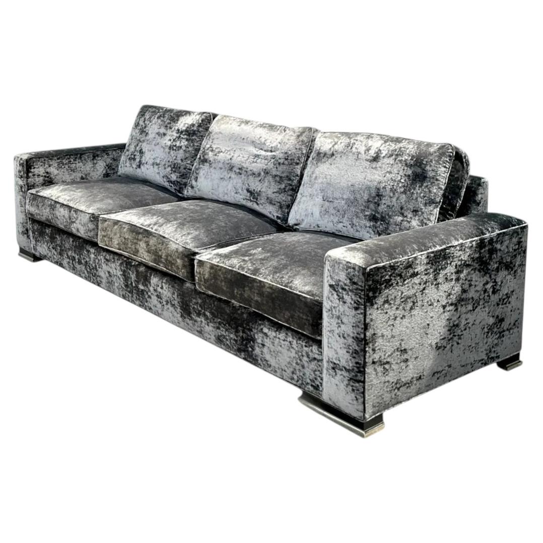Vintage Monumental Swaim Velvet Sofa For Sale