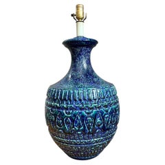 Vintage-Lampe aus blau glasierter Keramik von MCM