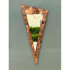Vintage Post Modern Copper Triangle Wall Mirror