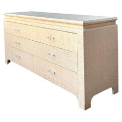 Kommode im Vintage-Stil aus Grasgewebe und Lucite