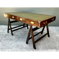 Vintage Wood and Leather Campaign Desk