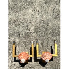 Vintage Shell and Metal Wall Sconces
