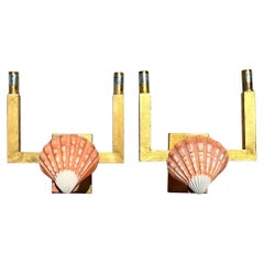 Vintage Shell and Metal Wall Sconces