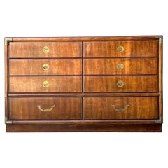 Vintage Drexel Wood and Metal Campaign Dresser