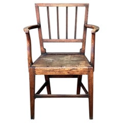 Vintage George III Country House “Elbow” Arm Chair In Elm