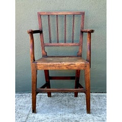 Vintage George III Country House “Elbow” Arm Chair In Elm