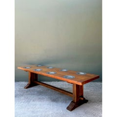 Vintage Monumental Metal Plate Refractory Monastery Table