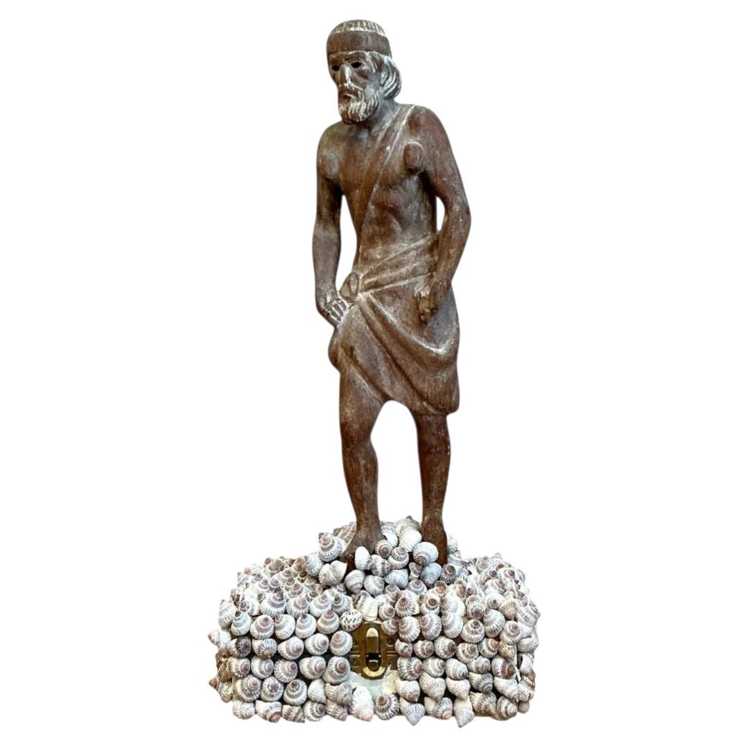Vintage Wood and Shell Greek Figure Box For Sale at 1stDibs