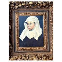 Vintage Framed Portrait Painting of a Woman