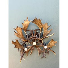 Vintage Monumental Antler and Metal Wall Sconce