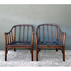 Vintage McGuire Rattan Lounge Chairs - A Pair