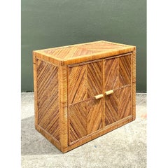Vintage Rattan Chevron Cabinet