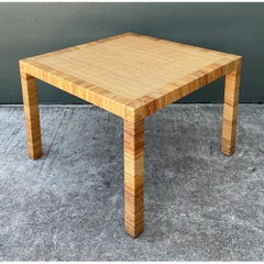 Vintage Bielecky Brothers Rattan Square Side Table