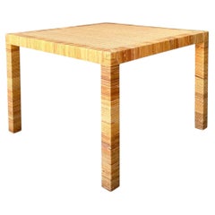 Vintage Bielecky Brothers Rattan Square Side Table