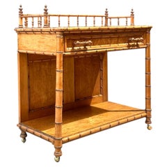 Vintage Wood Faux Bamboo Serving Cart