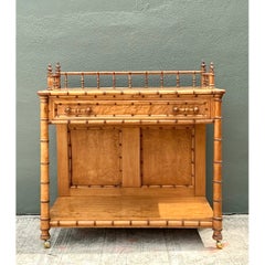 Vintage Wood Faux Bamboo Serving Cart