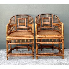 Vintage Rattan Brighton Pavillion Lounge Chairs - A Pair