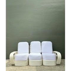 Vintage Paul Frankl Six Strand White Rattan Sofa