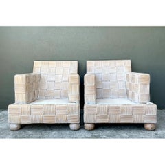 Divano vintage in rattan intrecciato, ispirato a John Hutton per Donghia