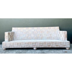 Sofá vintage de mimbre trenzado, inspirado en John Hutton, para Donghia