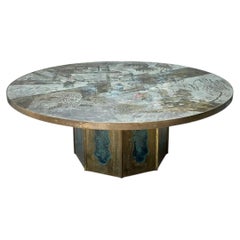 Vintage Phillip and Kelvin Laverne Etched Bronze Coffee Table