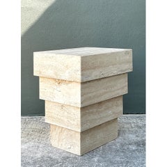 Vintage Stacked Travertine Pedestal
