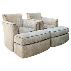 Vintage Donghia Swivel Lounge Chairs with Ottomans - A Pair