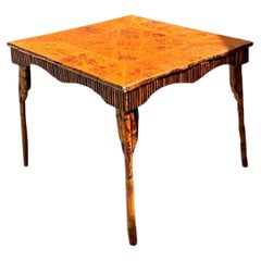 Vintage Light Bamboo Parquetry Game Table