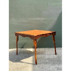 Vintage Light Bamboo Parquetry Game Table