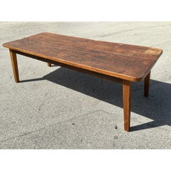 Table de ferme vintage rustique en bois à larges planches