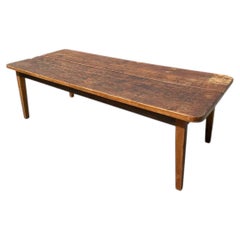 Table de ferme vintage rustique en bois à larges planches