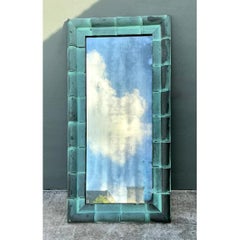Vintage Patinated Copper Shingle Floor Mirror