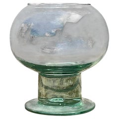 Vintage Green Pedestal Glass Vase